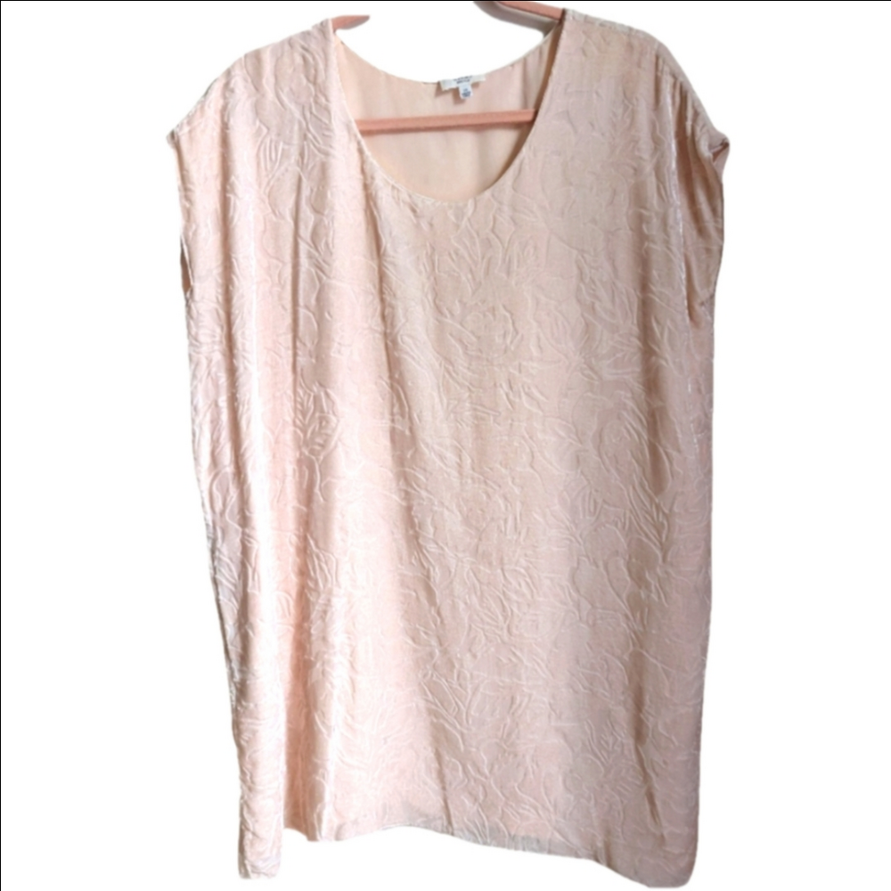ARITZIA WILFRED Cream Velvet Devore Oversized Silk Mini Dress Size Extra-Small